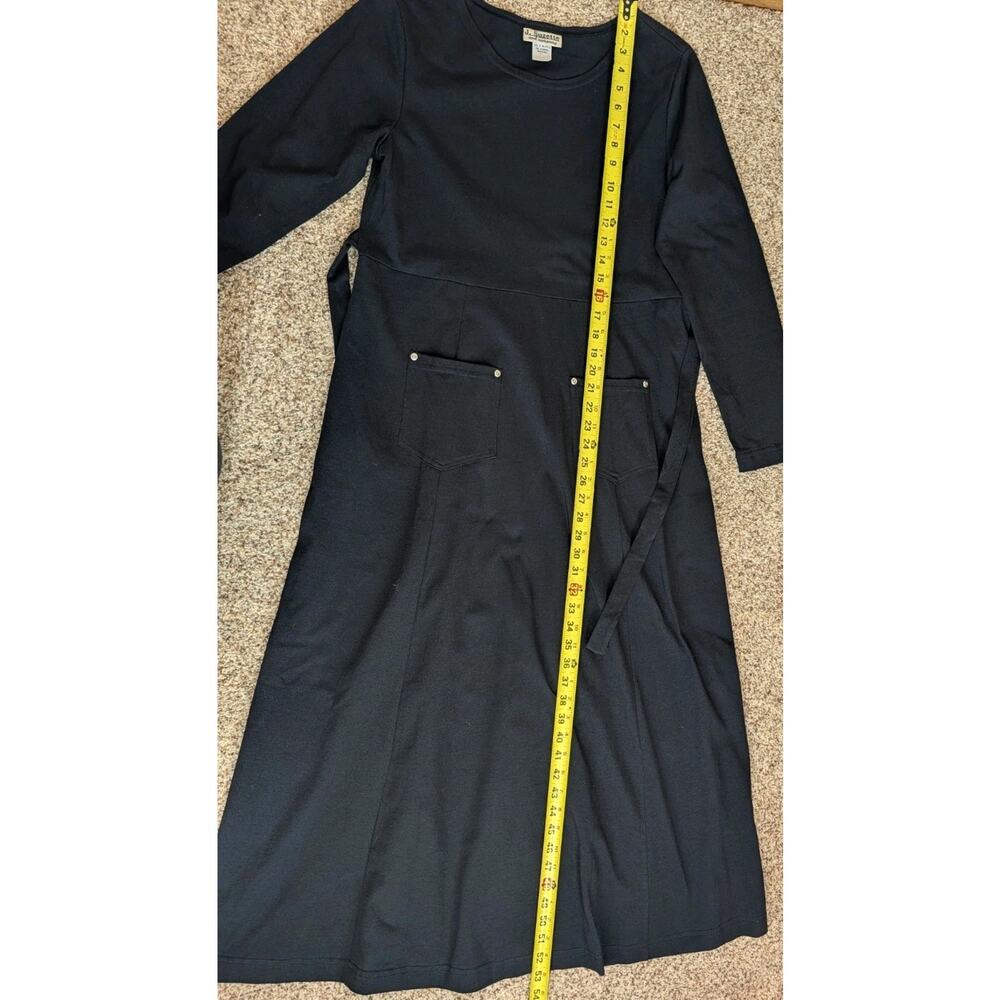 Vintage J. Suzette Black Cotton Maxi Dress Long Sleeve Pockets Lagenlook Size M - Picture 9 of 13